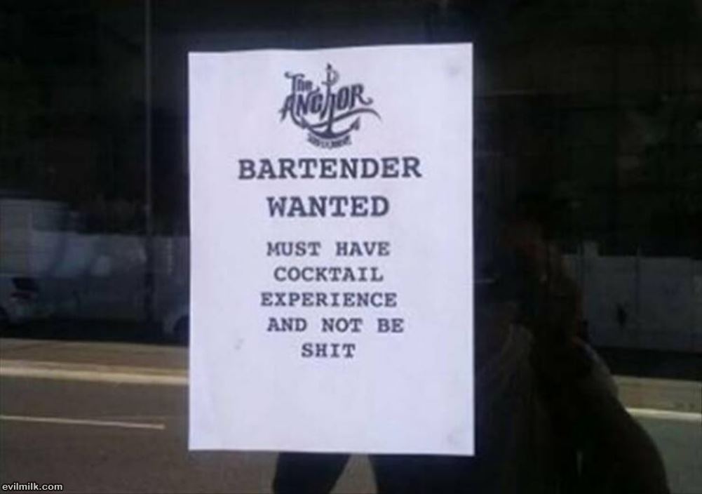 Bartender Wanted