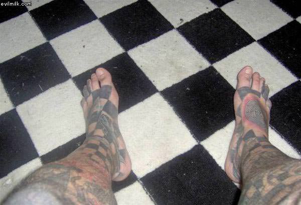 Checkered Feet Tattoo