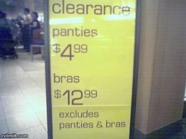 Clearance Excludes