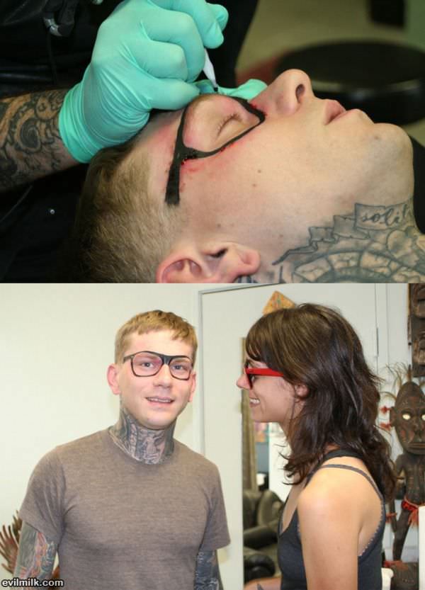 Glasses Tattoo Moron