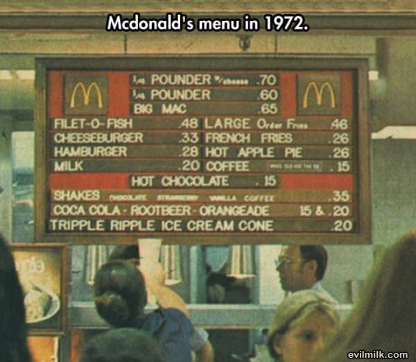 Mcdonalds Menu 1972